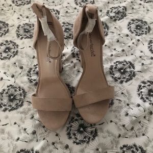 Tan suede platforms